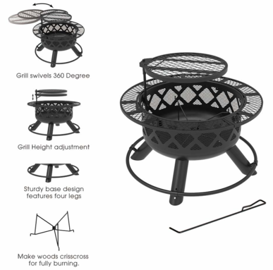  24” Fire Pit with Regular Grill