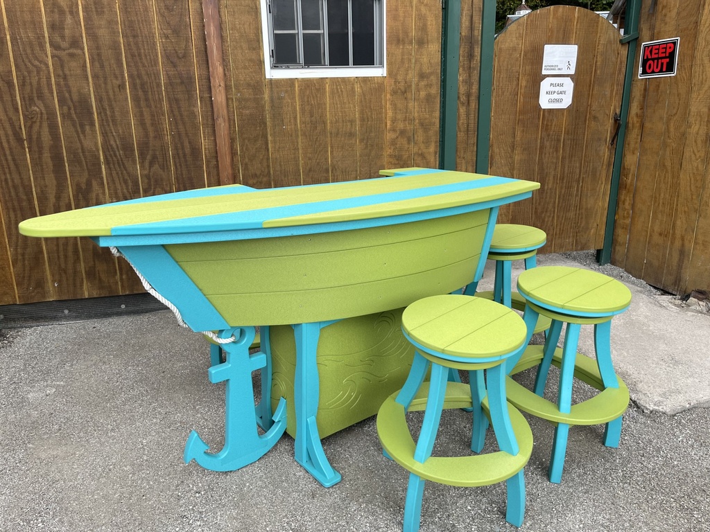 Anchor Boat Bar Set w/4 Swivel Bar Stools, Lime & Aruba