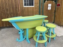 Anchor Boat Bar Set w/4 Swivel Bar Stools, Lime & Aruba