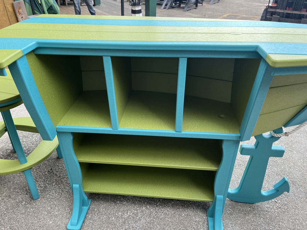 Anchor Boat Bar Set w/4 Swivel Bar Stools, Lime & Aruba