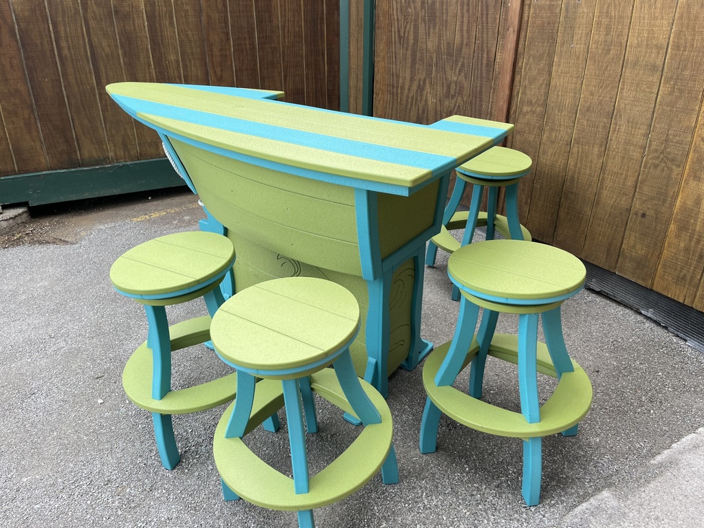 Anchor Boat Bar Set w/4 Swivel Bar Stools, Lime & Aruba