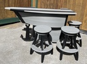Anchor Boat Bar Set w/4 Swivel Bar Stools, Premium Driftwood Grey & Black