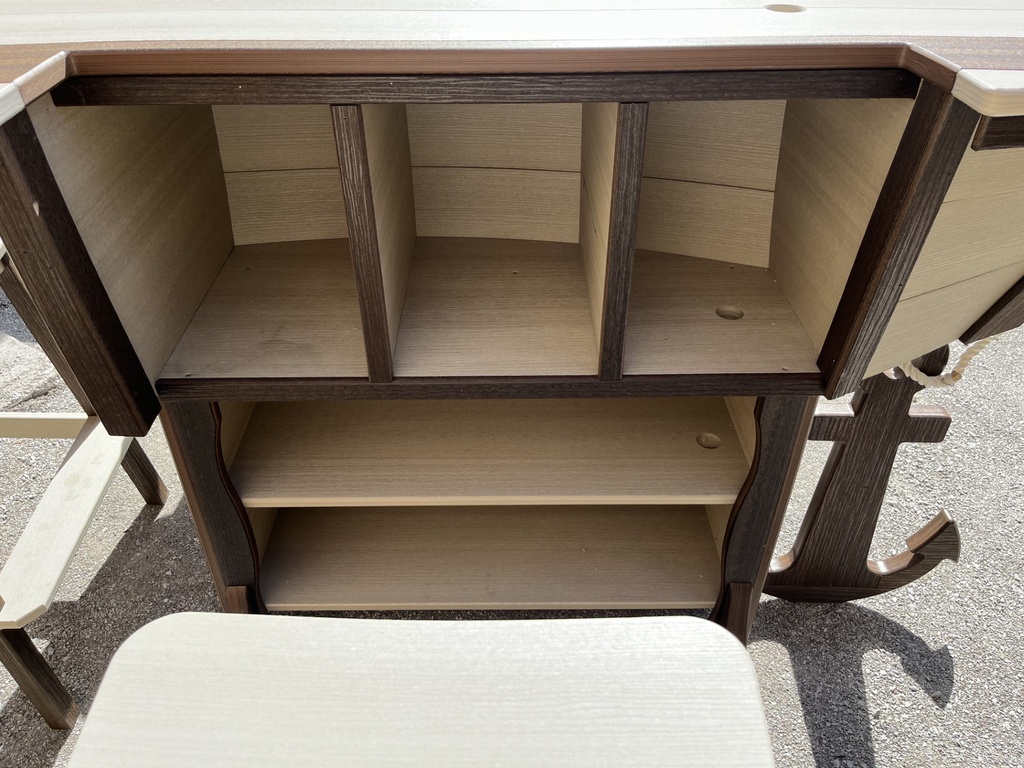 Anchor Boat Bar Set w/4 Saddle Back Bar Stools, Premium Birchwood & Brazilian Walnut