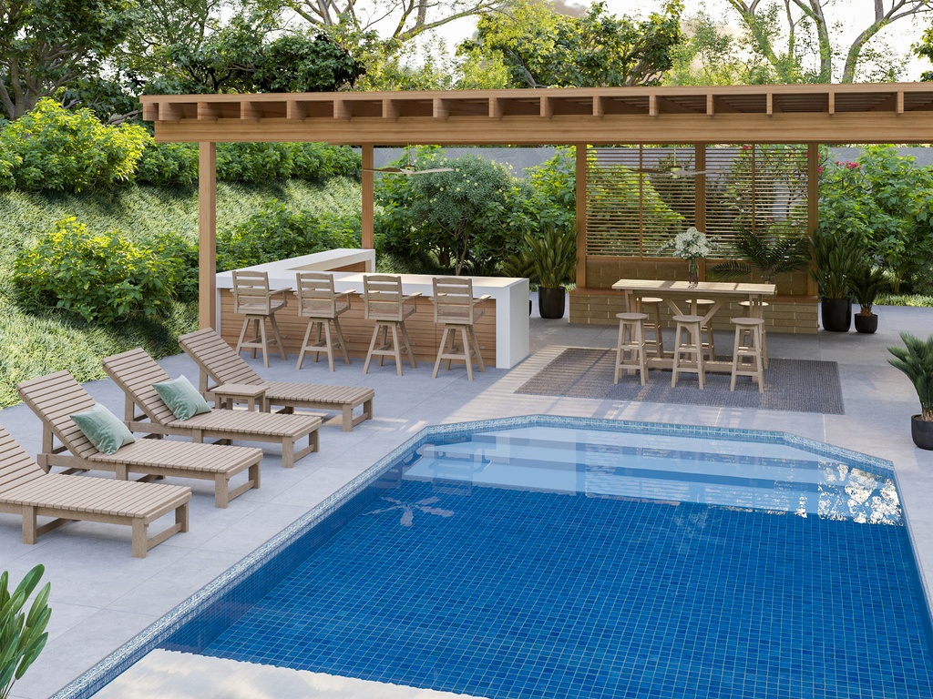 SET Harvest 72" Bar Table with 6 seats