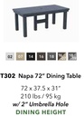 SET 6' (72") Napa Dining Table with 6 Seating 