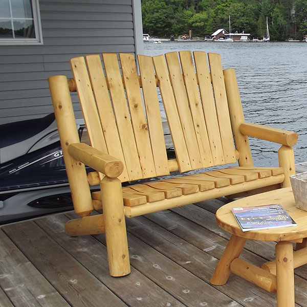 Adirondack Log Bench, White Cedar 