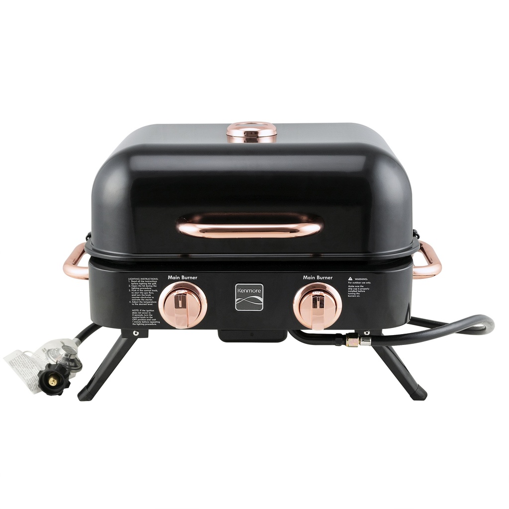 Kenmore-2 Burner Retro Tabletop Gas BBQ, 