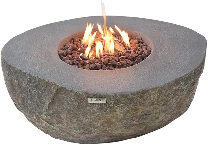 Elementi-Boulder Concrete Fire Pit 43" x 35", Granite
