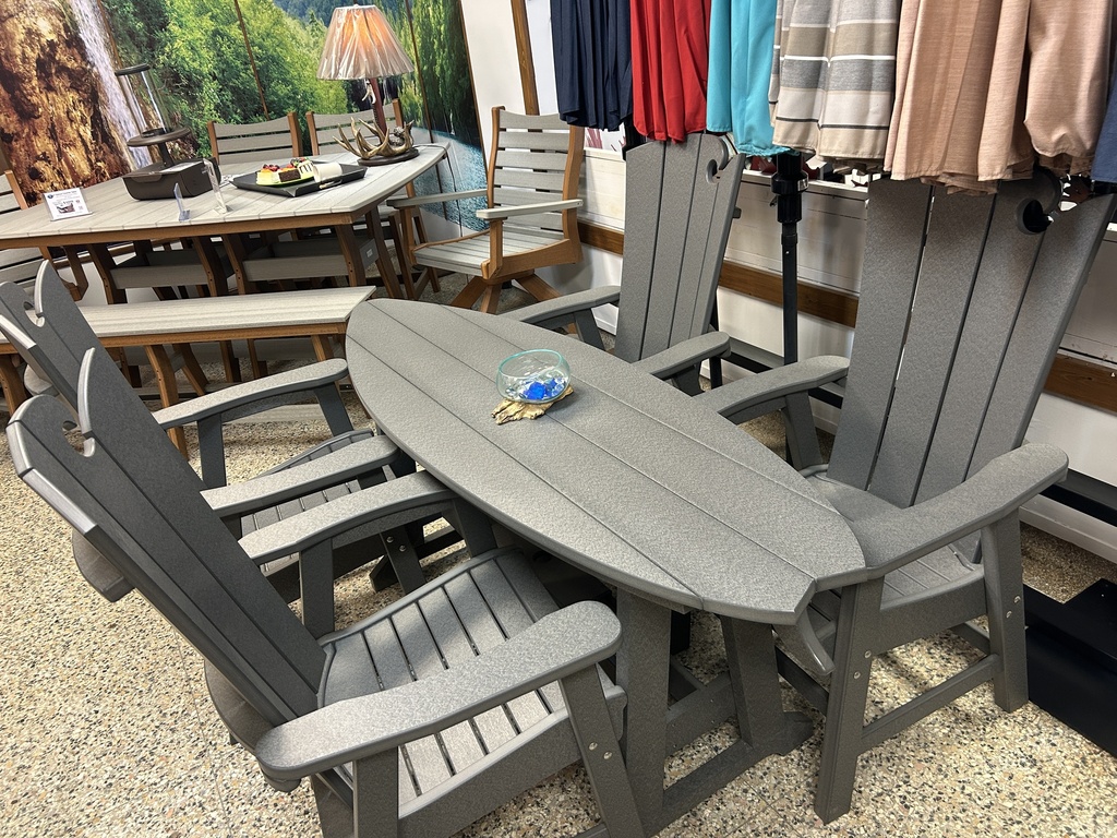 WBD6 * 6' Wake-Board Dining Table w/4 Wave Arm Chairs, Dark Grey