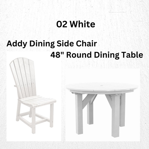 [T05.1.02] SET 48" Round Dining Table with 4 Chairs (Addy Side Dining Chairs, 02 White)