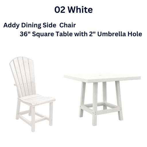 [36SDS.1.02] SET 36" Square Premium Dining Table with 4 Chairs (Addy Side Dining Chairs, 02 White)