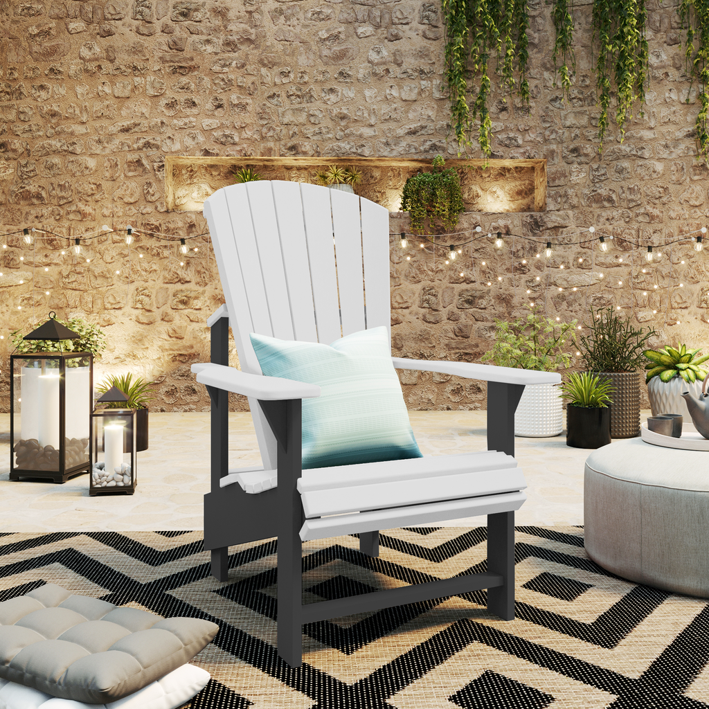 Hot Buy * C03 Upright Adirondack, White on Slate Grey