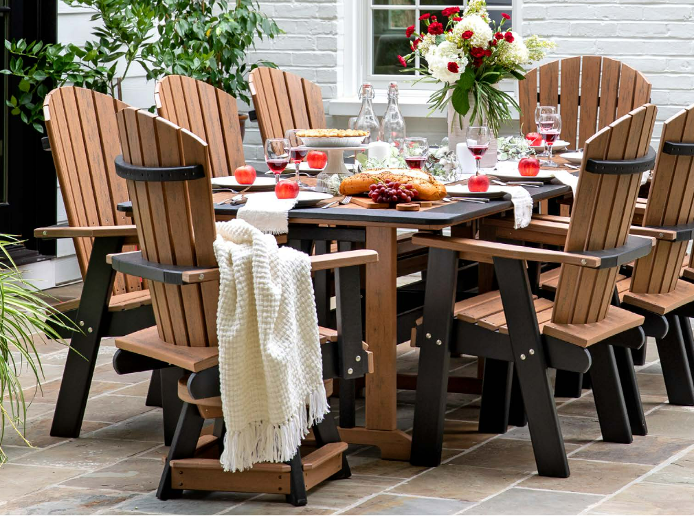 LL Elite 6' Counter Height Table with 2 Swivel Chairs and 4 Arm Chairs, Premium Rustic Nutmeg on Black