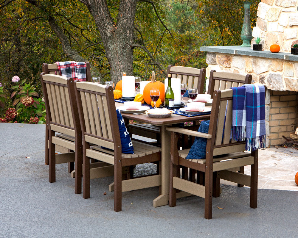 LL Elite 6' Counter Height Table with 2 Swivel Chairs and 4 Arm Chairs, Weatherwood on Black