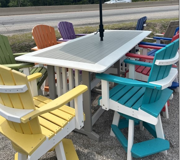 Hot Buy * LL Elite 8' Counter Height Table with 8 Swivel Chairs , Multi-Colour on White 
