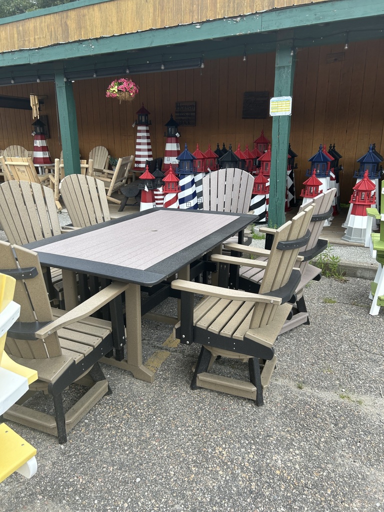 CLEARANCE * LL Elite 6' Dining Height Table with 6 Swivel Chairs , Weatherwood on Black - Colour Issue 