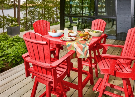 Hot Buy * 40" Square Premium Pub Table with 4 Swivel Pub Arm Chairs, Red 