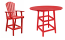 Hot Buy * 40" Round Pub Table w/ 4 Classic Arm Chairs, Red