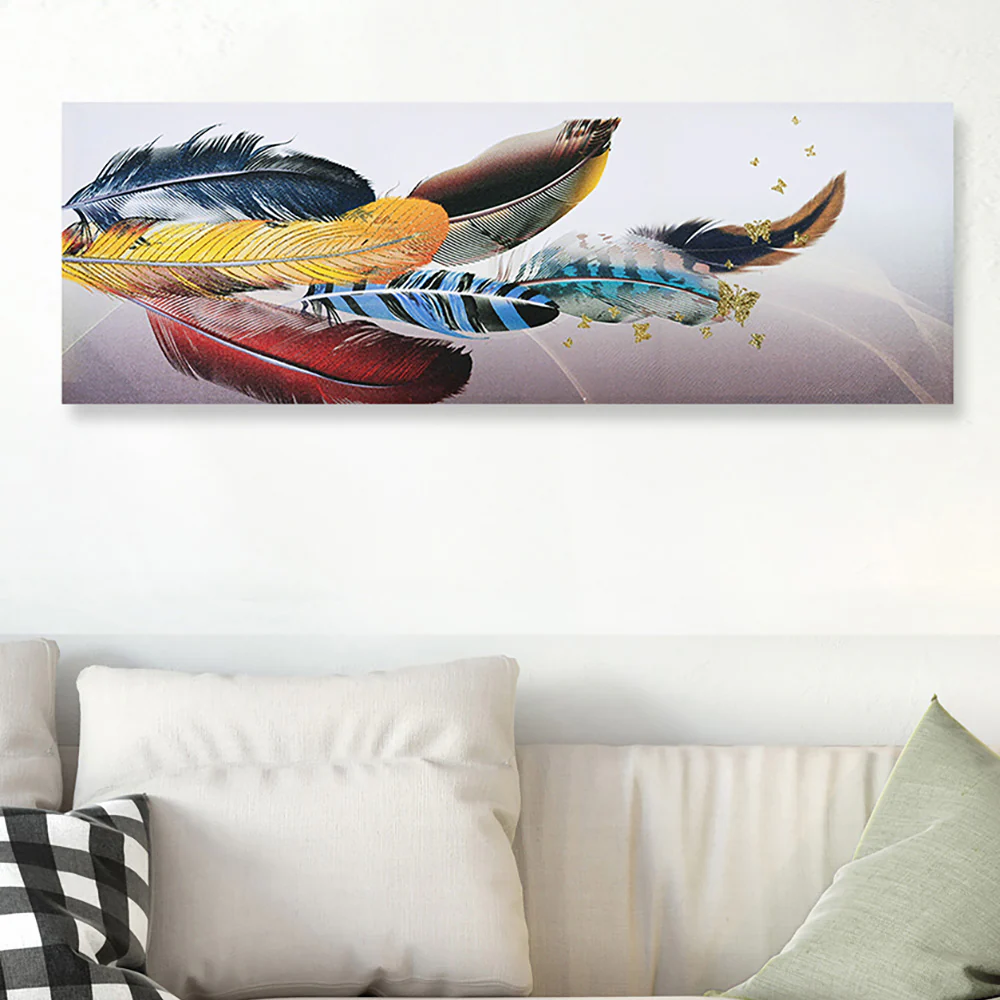 GW * Colorful Feathers & Gold Butterflies Print