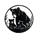 GW * A Bear with Her Cubs Metal Wall Art