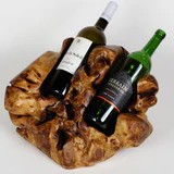 GW * Hand-Crafted Root Wood Live Edge 2 Wine Bottle Holder