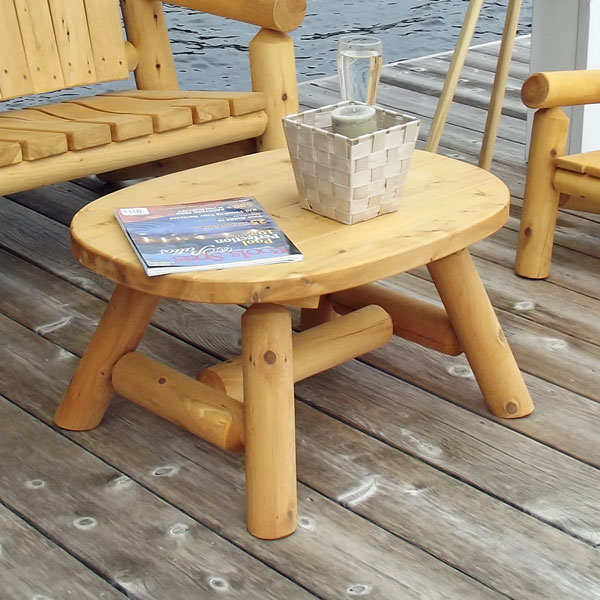 Oval Log Coffee Table, White Cedar