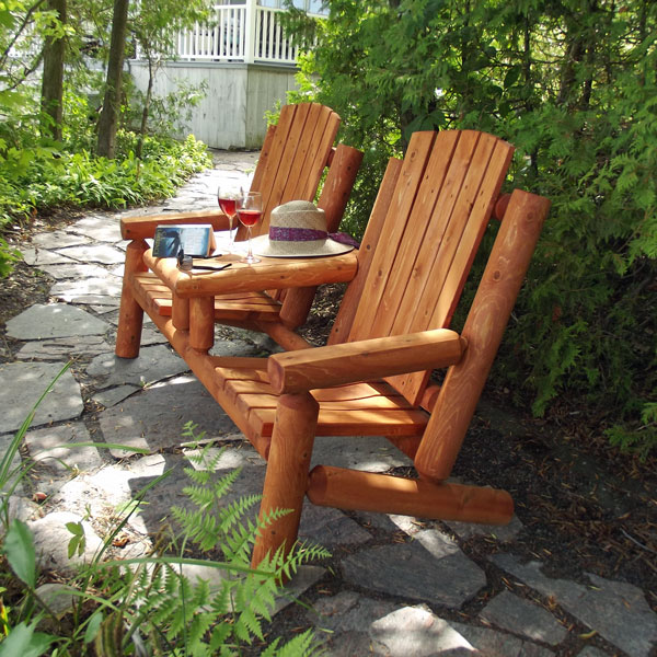 Adirondack Log Gossip Bench, White Cedar