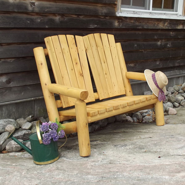 Adirondack Log Bench, White Cedar 