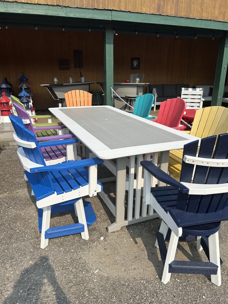 CLEARANCE * LL Elite 8' Counter Height Table with 8 Swivel Chairs , Multi-Colour on White