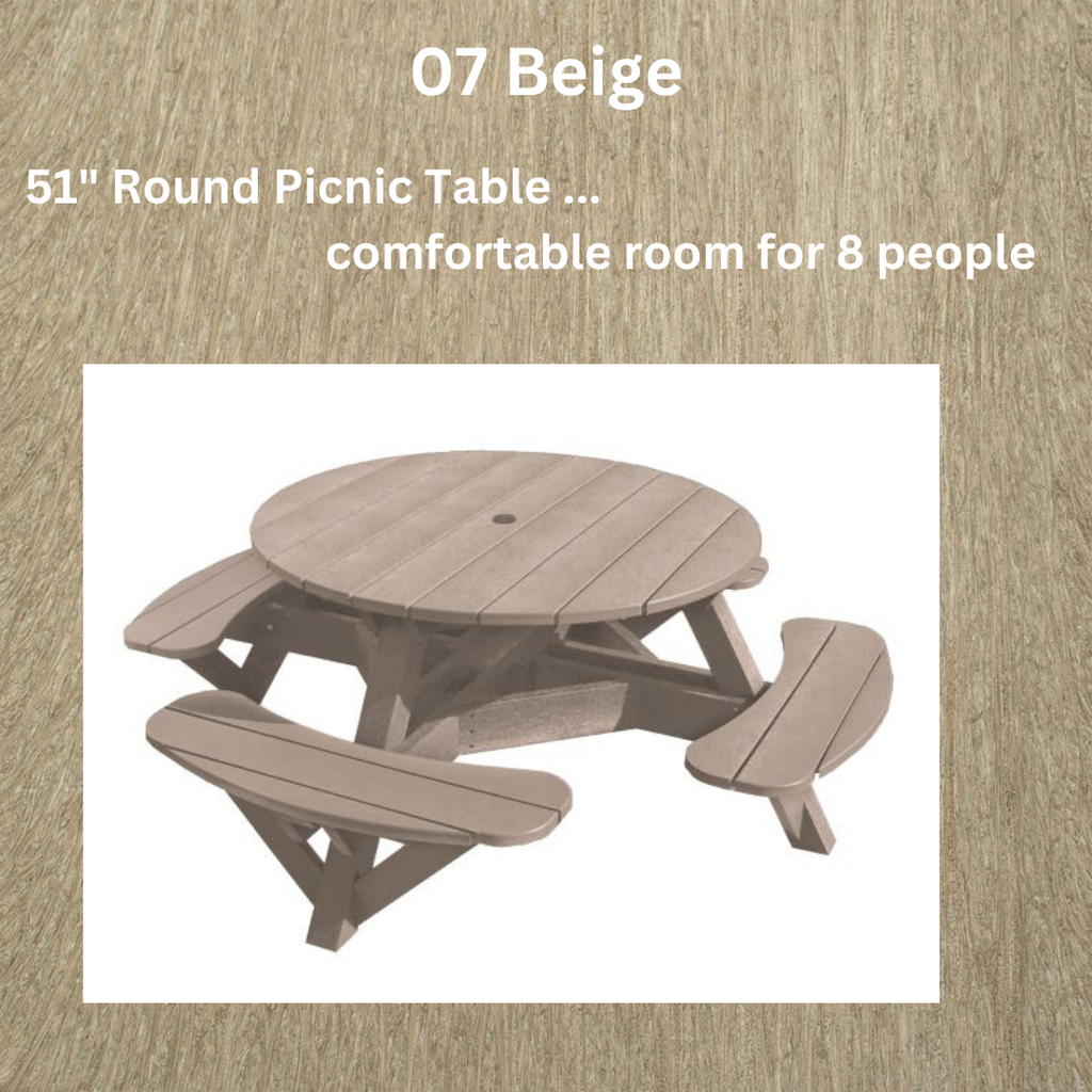 T50 * 51" Round Picnic Table, Generation Line