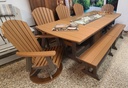 Set * 8' Dining Height Fire Table w/Swivels, Chairs & Bench, Natural Finish, Berlin Gardens