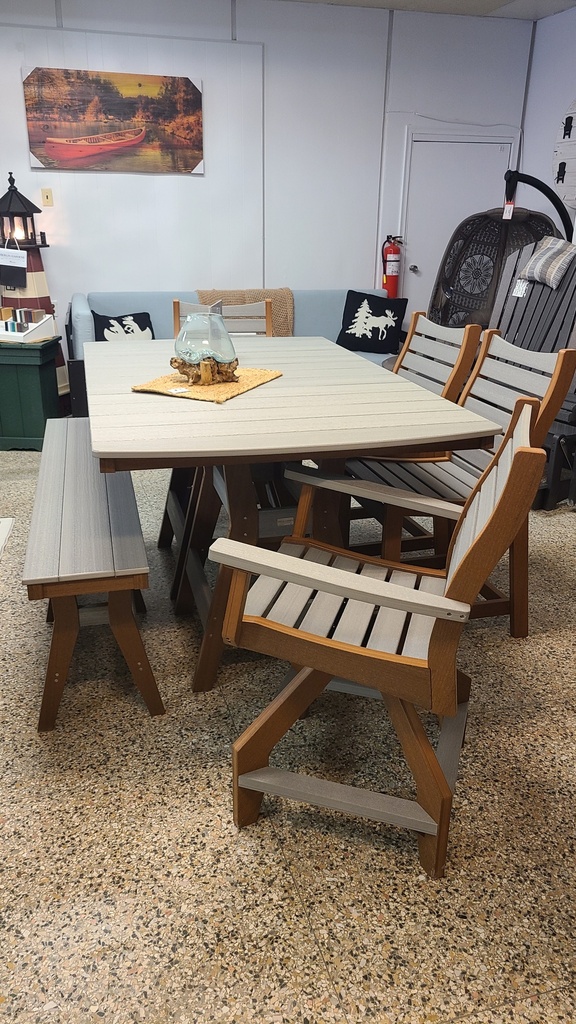 Set * 44"x72" Counter Height Harbor Table w Chairs & Bench * Natural Finish, Berlin Gardens