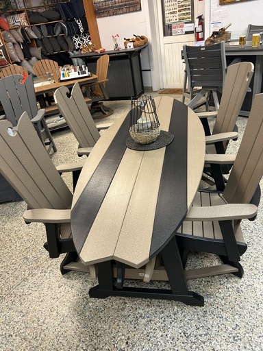 [WBD8S] WBD8S * 8' Wake-Board Dining Table w/4 Wave Swivel Chairs, Weatherwood & Black