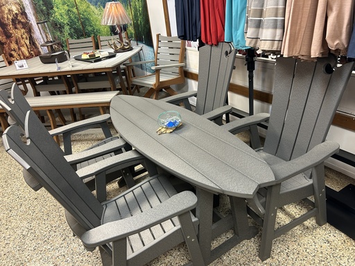[WBD6] WBD6 * 6' Wake-Board Dining Table w/4 Wave Arm Chairs, Dark Grey