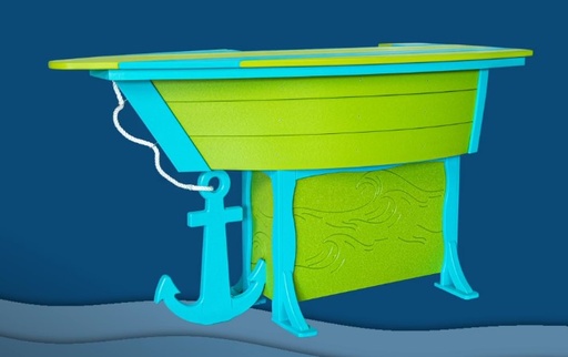 [SAA3] Anchor Boat Bar Set w/4 Swivel Bar Stools, Lime & Aruba