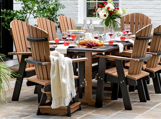 [SET C624.RNBK] LL Elite 6' Counter Height Table with 2 Swivel Chairs and 4 Arm Chairs, Premium Rustic Nutmeg on Black
