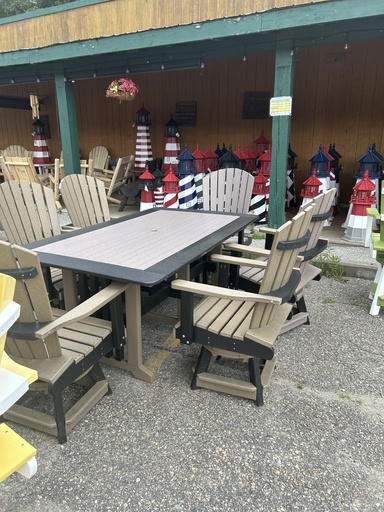 [HB14] CLEARANCE * LL Elite 6' Dining Height Table with 6 Swivel Chairs , Weatherwood on Black - Colour Issue 