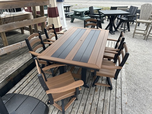 [SED6] SED6 * 6' Seabreak Dining Table w/6 Swivel Dining Chairs, Premium Antique Mahogony on Black