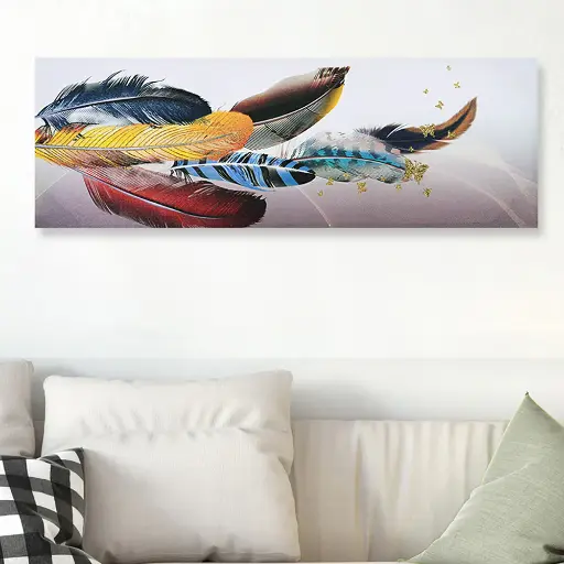 [BD75427] GW * Colorful Feathers & Gold Butterflies Print