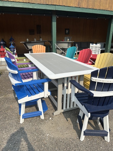 [HB11] CLEARANCE * LL Elite 8' Counter Height Table with 8 Swivel Chairs , Multi-Colour on White