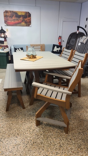[SET.CHHT6.DGAM] Set * 44"x72" Counter Height Harbor Table w Chairs & Bench * Natural Finish, Berlin Gardens